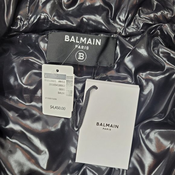 NEW Balmain Black Hooded Padded Glossed-shell Jacket - Picture 9 of 9